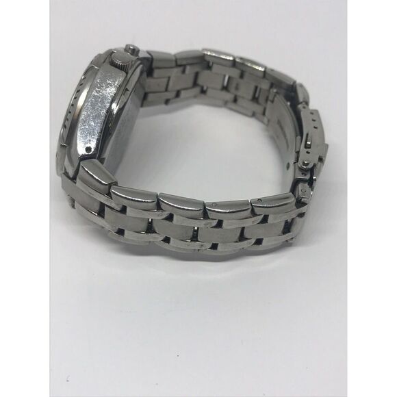 Fossil Ma3539 Unisex Silver Stainless Steel Analog Black Dial Quartz Watch No46 - Picture 7 of 8